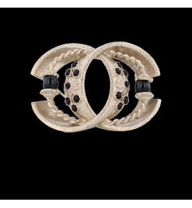 Chanel black stone brooch