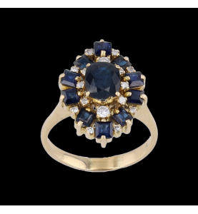 11 sapphires yellow gold ring