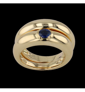 Double yellow gold sapphire ring