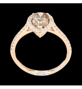 Bague solitaire or rose taille poire