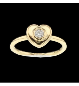Yellow gold diamond heart ring