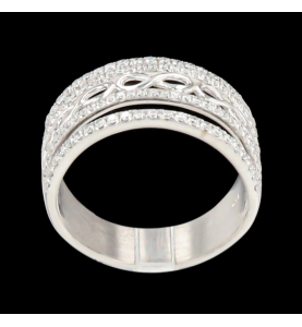 White gold filigree diamond ring