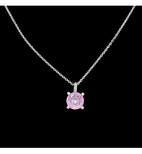Chopard So Happy pink stone and diamonds pendant necklace