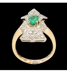 Ring aus Gelbgold mit smaragdgrünen Diamanten