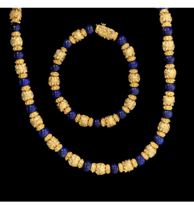 Necklace gold set Lapis Lazuli set