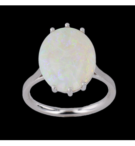 White opal white gold ring