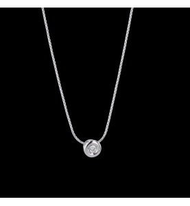 Solitaire necklace in 0.06 carat white gold