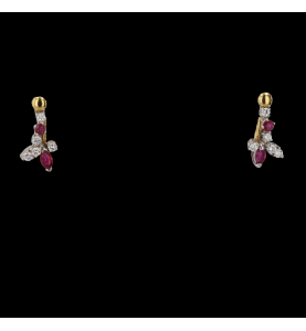 RUBY AND DIAMOND GOLD EARRINGS