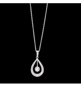 White gold necklace with water droplets and diamonds