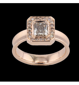 BAGUE OR ROSE DIAMANT TAILLE RADIANT