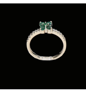 WHITE GOLD EMERALD AND DIAMOND RING
