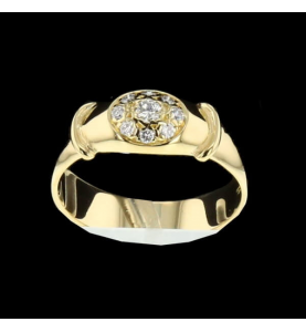 Yellow Gold Ring 9 Diamonds