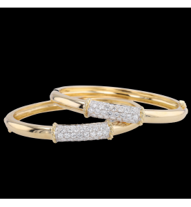 Bracelets en or jaune 750 / 18 carats et diamants.