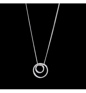 Collier pendentif or gris diamants
