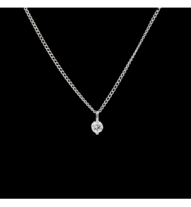 Solitaire necklace in 0.11 carats white gold