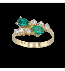 Anello con diamanti e pietre verdi