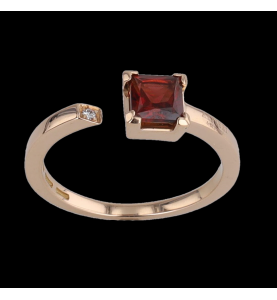 Garnet and diamond rose gold ring