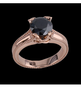 Rose gold and Onyx solitaire