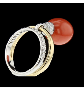 Coral Gold ring and diamonds