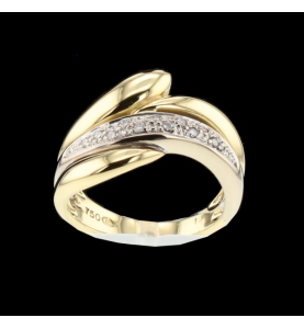 Ring Wave Gold Two-tone Diamonds