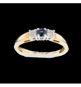 Ring 2 gold sapphire and diamonds
