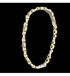 Emeralds and diamond yellow gold bracelet