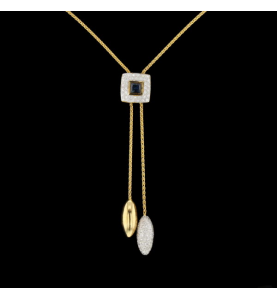 Necklace yellow gold sapphire and diamonds