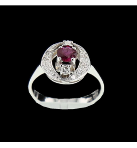 Ring Grey Gold Rubies and diamonds