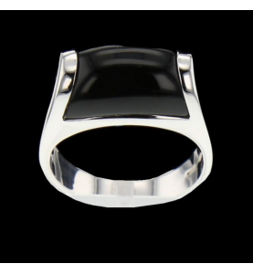 Grey Gold and Onyx ring