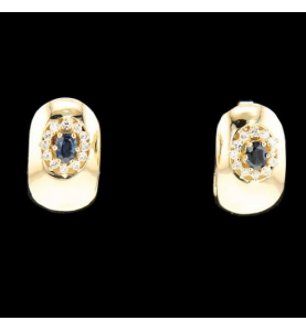 Earrings Yellow Gold Sapphire and Diamonds