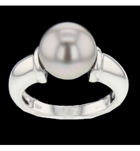 Ring grey gold and grey pearl