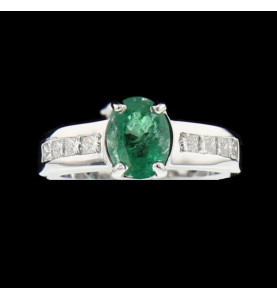 Ring Grey Gold Emeralds and Diamonds