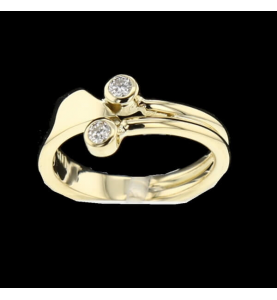 Ring Yellow Gold 2 x 0.10 Cts