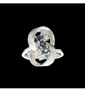 Ring white gold 585 Sapphires and Diamonds