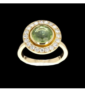 Ring Yellow Gold Peridot Diamonds