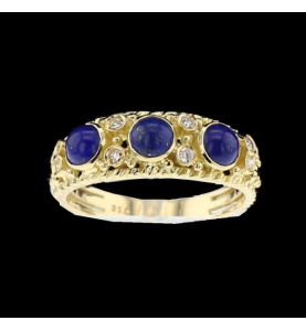 Ring Yellow gold sapphires and Dts