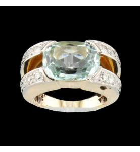 Ring gold yellow topaz and diamond