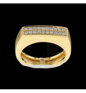 Ring yellow gold 750 diamonds T53