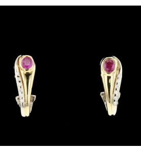 Earrings two Ruby Golds and diamonds