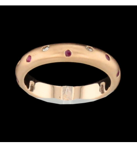 Ring Rose gold diamonds and rubies