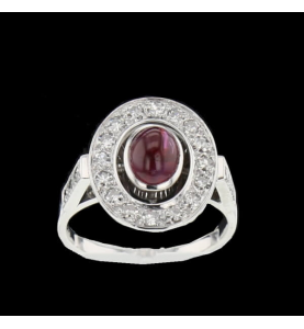 Ring Gold Grey Ruby and Diamonds