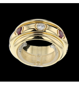 Anello Oro Giallo 750 rubini e diamanti