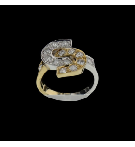 Graues und gelbes Diamantengold ring