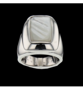 750 grey gold ring and mother-of-pearl