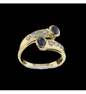 You and I sapphire yellow gold and diamonds ring