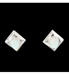 Earrings opal gray gold and diamonds