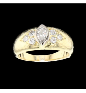 Yellow gold and marquise diamond