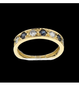 Gold ring diamonds and sapphires t51