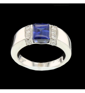 Gold Ring Grau Saphir Diamanten