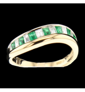Ring gelber Smaragd und Diamanten